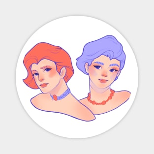 Two cartoon girl illustration Magnet